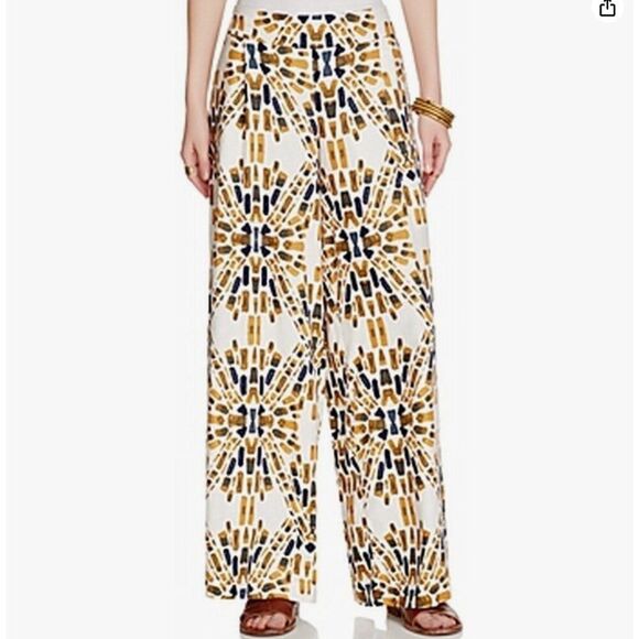 Free People Over And Under Wide Leg Pants XS Linen Blend Geometric Boho NWTf - Picture 4 of 14